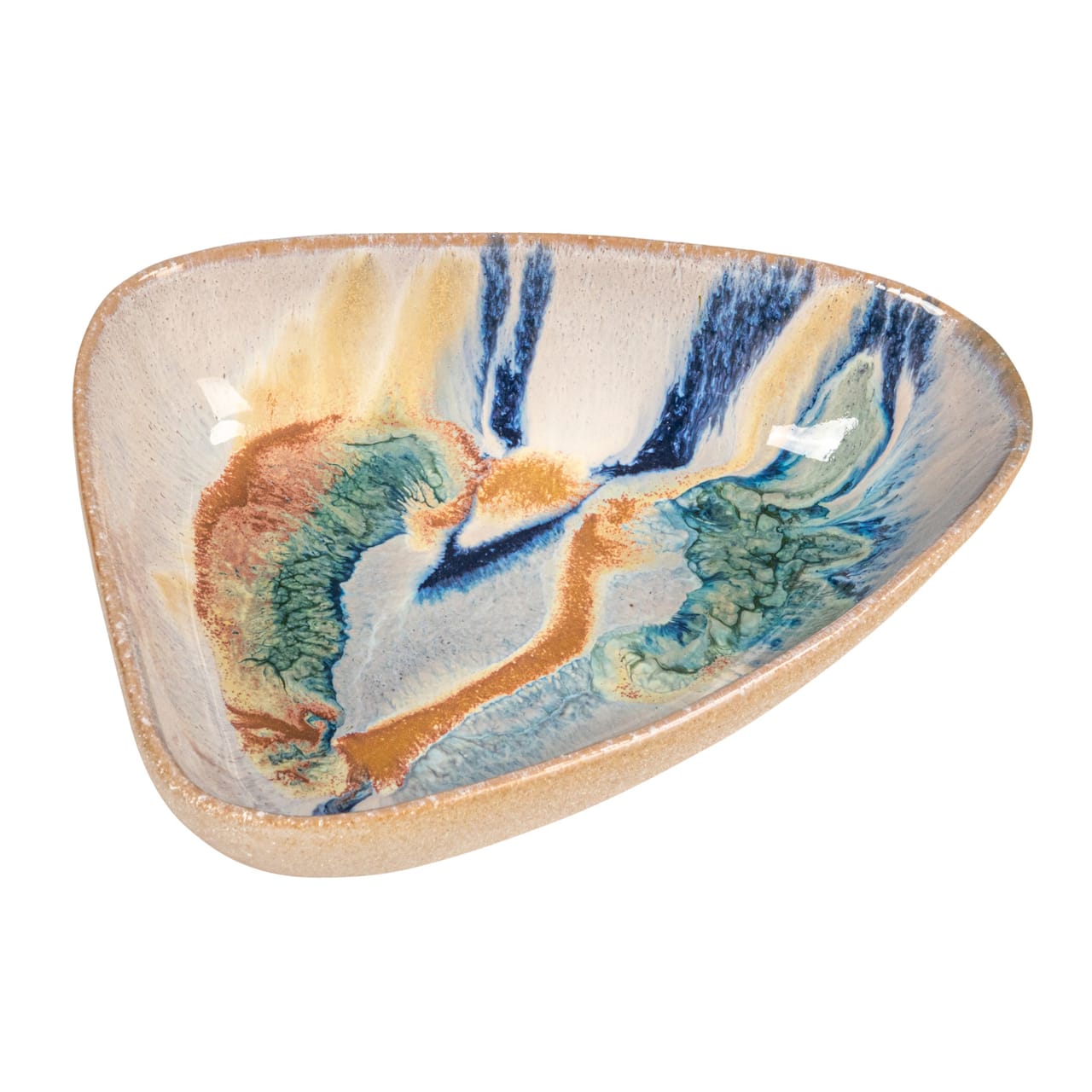 Hello Honey® 7.5" Multicolor Triangular Abstract Stoneware Bowl